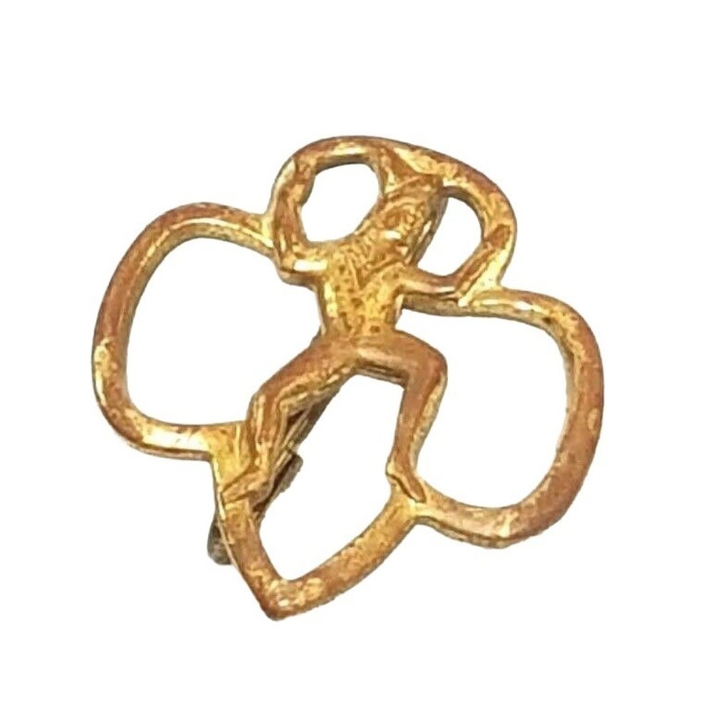 Vintage 1950s Girl Scouts Brownie Brass Membership Pin Trefoil Pixie